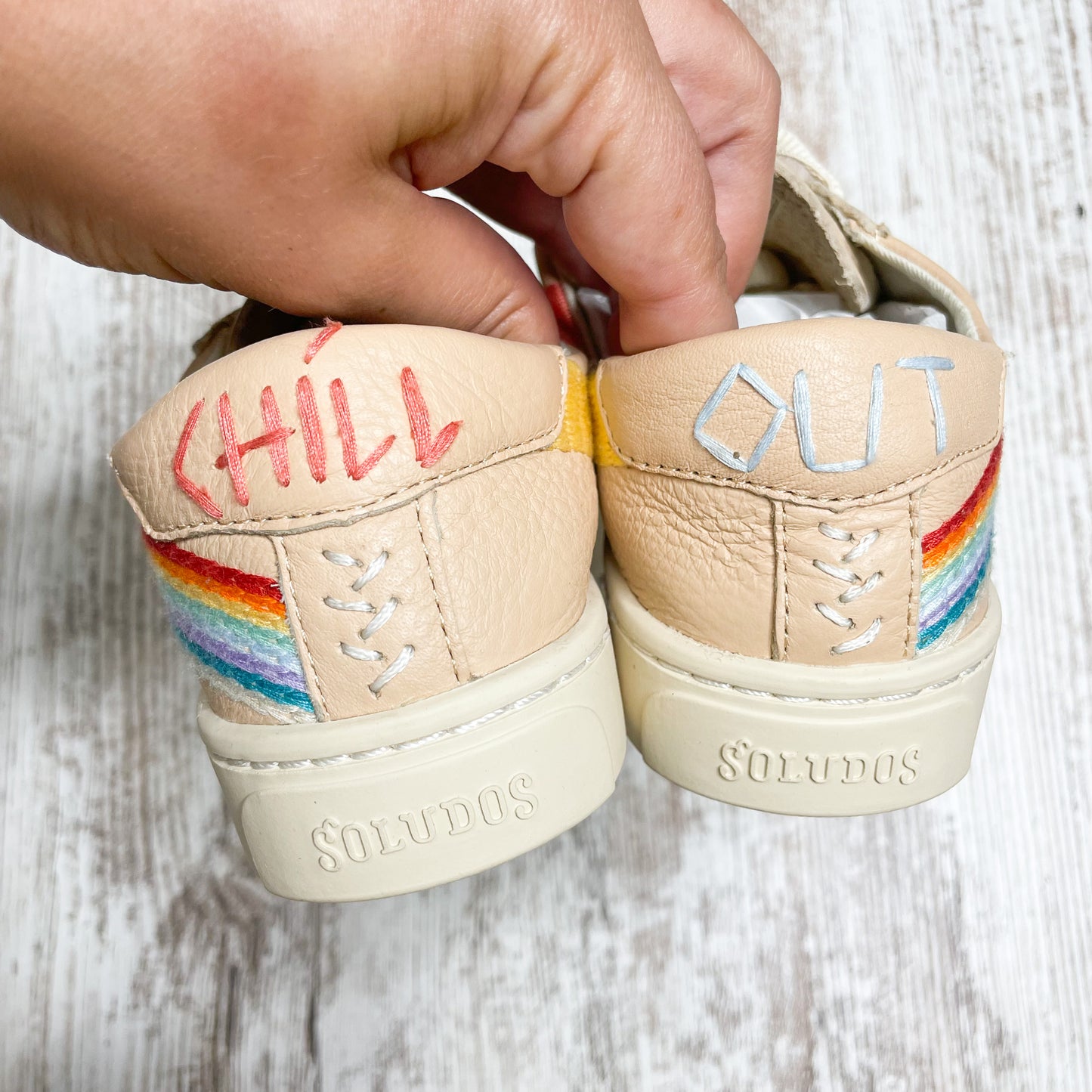 Soludos New Rainbow Wave Sneaker Cream Size 6
