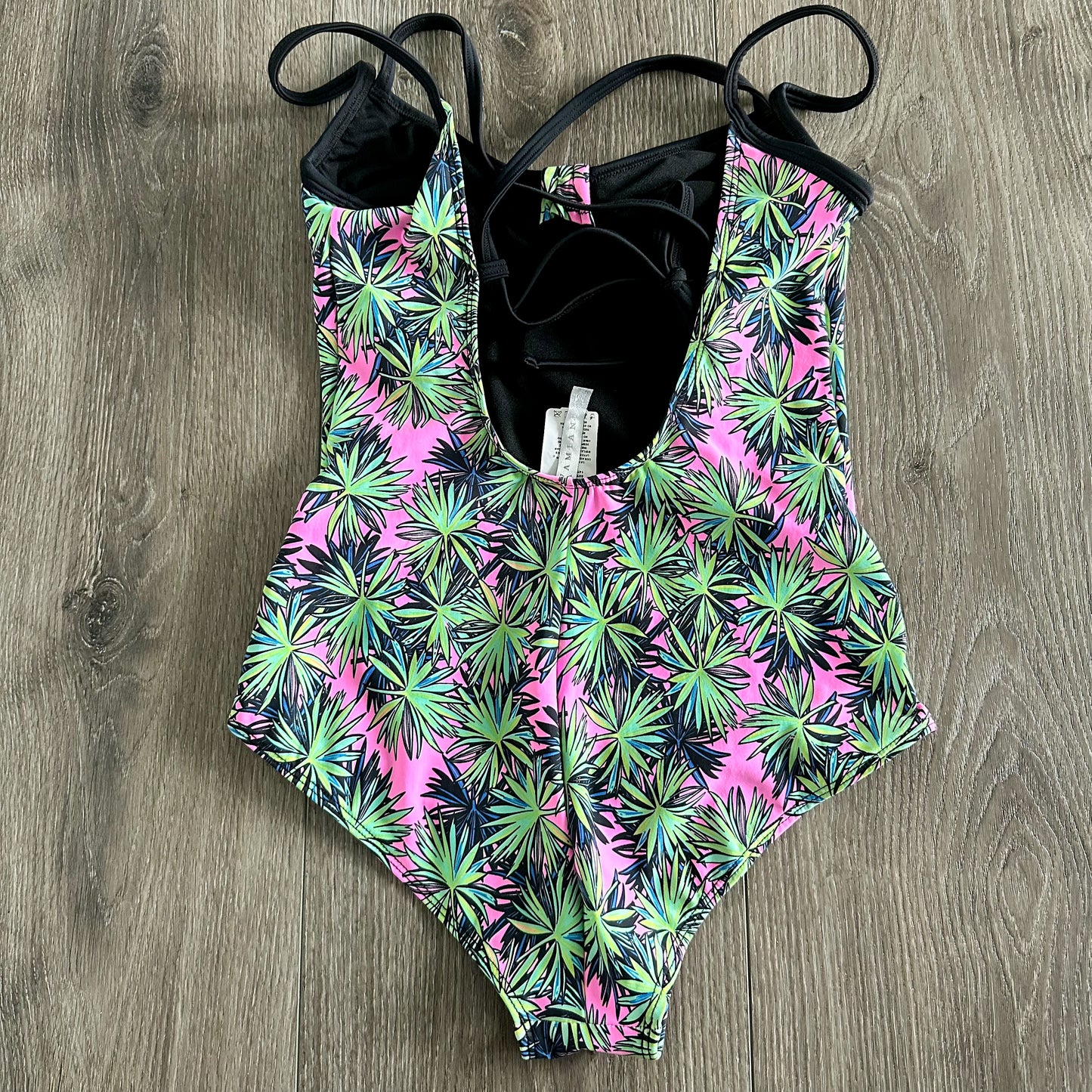 Amiani Tropical Palm Tree One Piece Swimsuit Size Medium