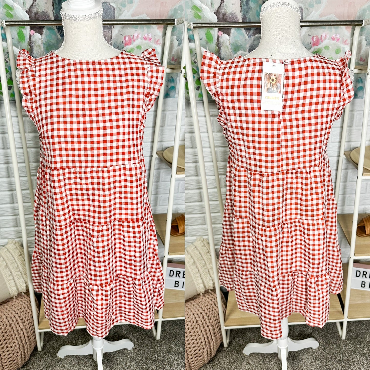 Kirundo NEW Red & White Gingham Dress Size Small