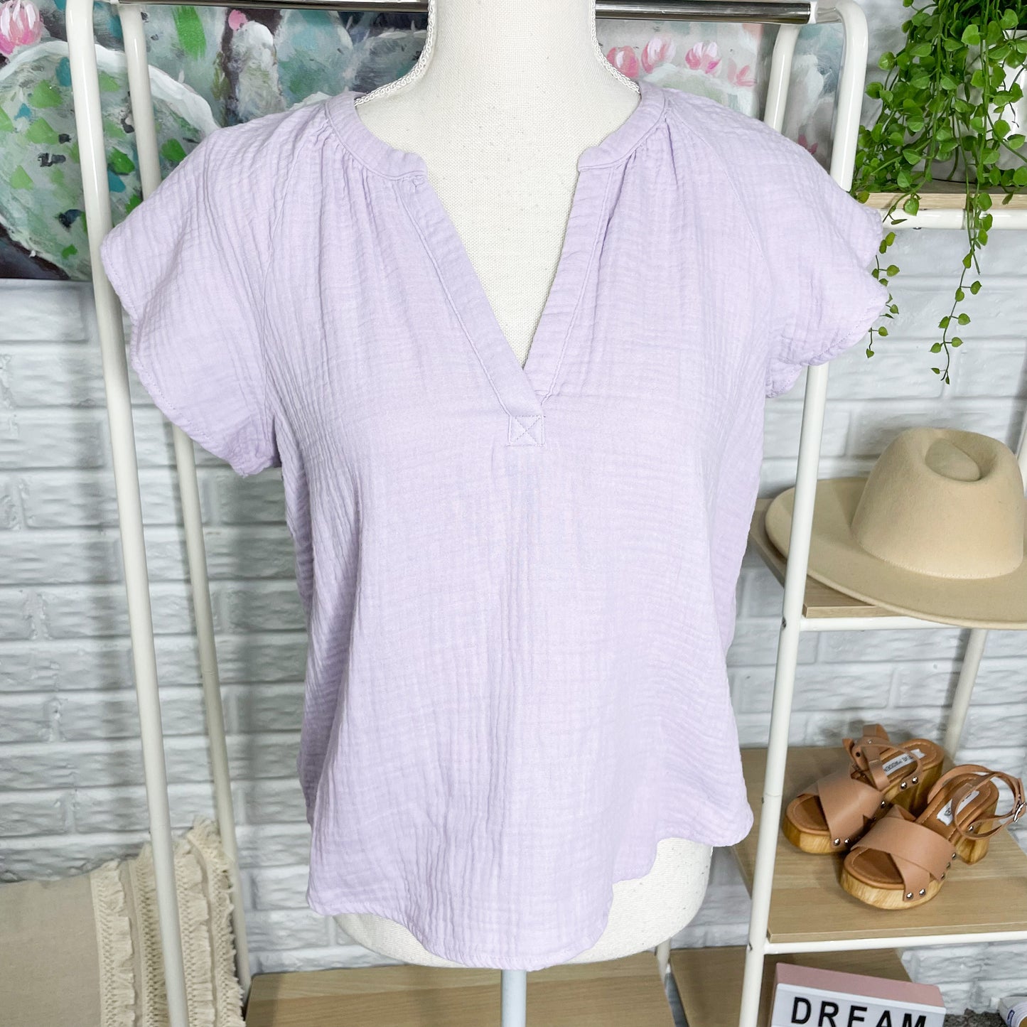 Universal Threads New Purple Short Sleeve Blouse Size XS