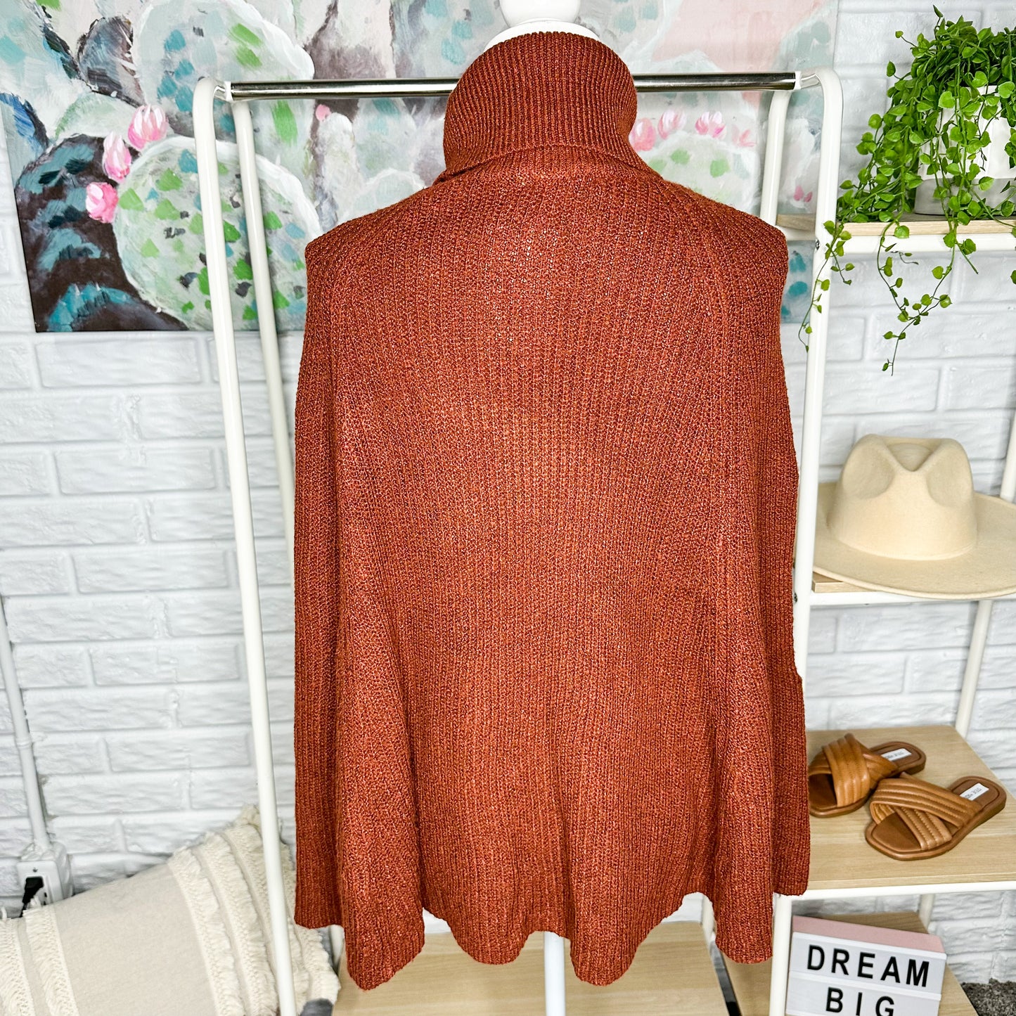Kirundo New Brown Turtleneck Poncho Sweater Size Medium