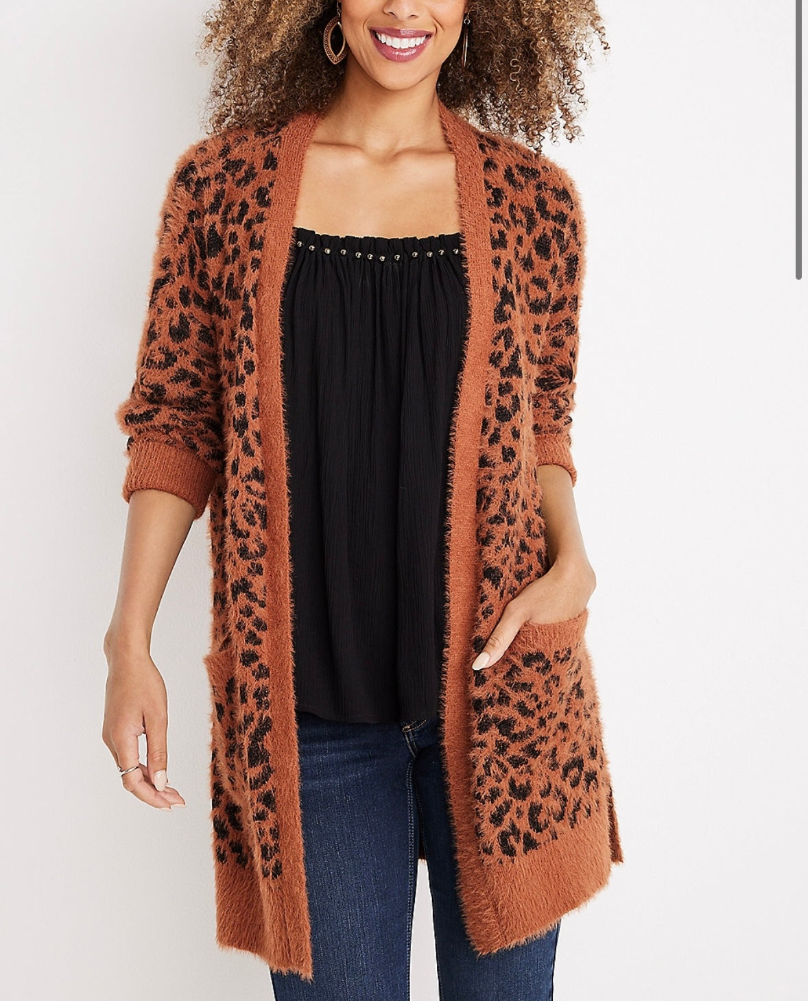 Maurice's New Fuzzy Leopard Cardigan Size XS
