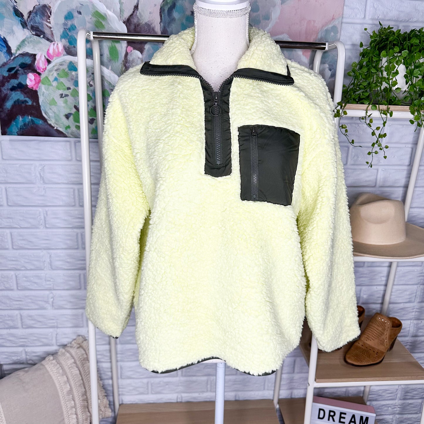 Lou & Grey Colorblock Cozy Up Sherpa Pullover Sweater Size XS