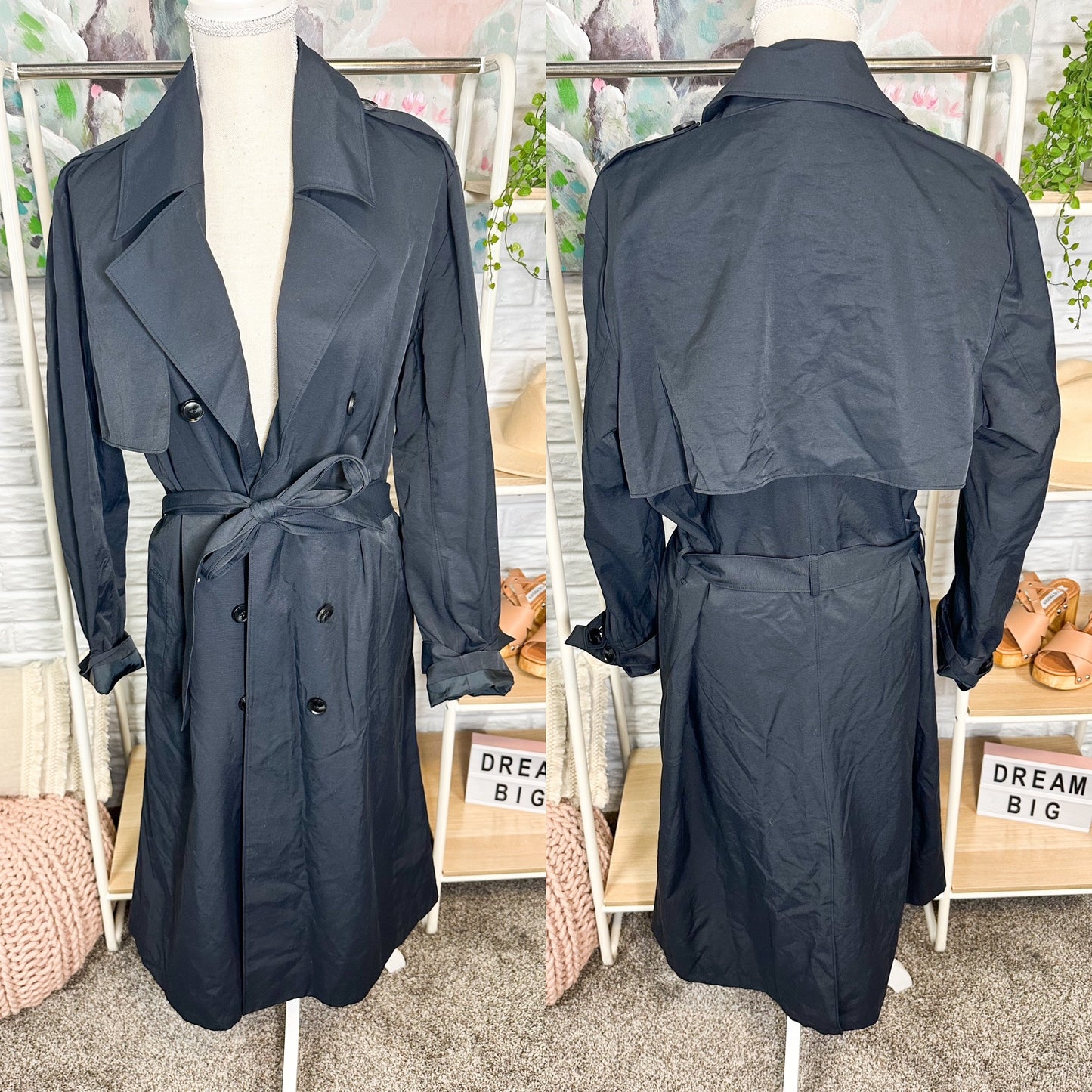 The Drop New Noa Black Trench Coat Size Large