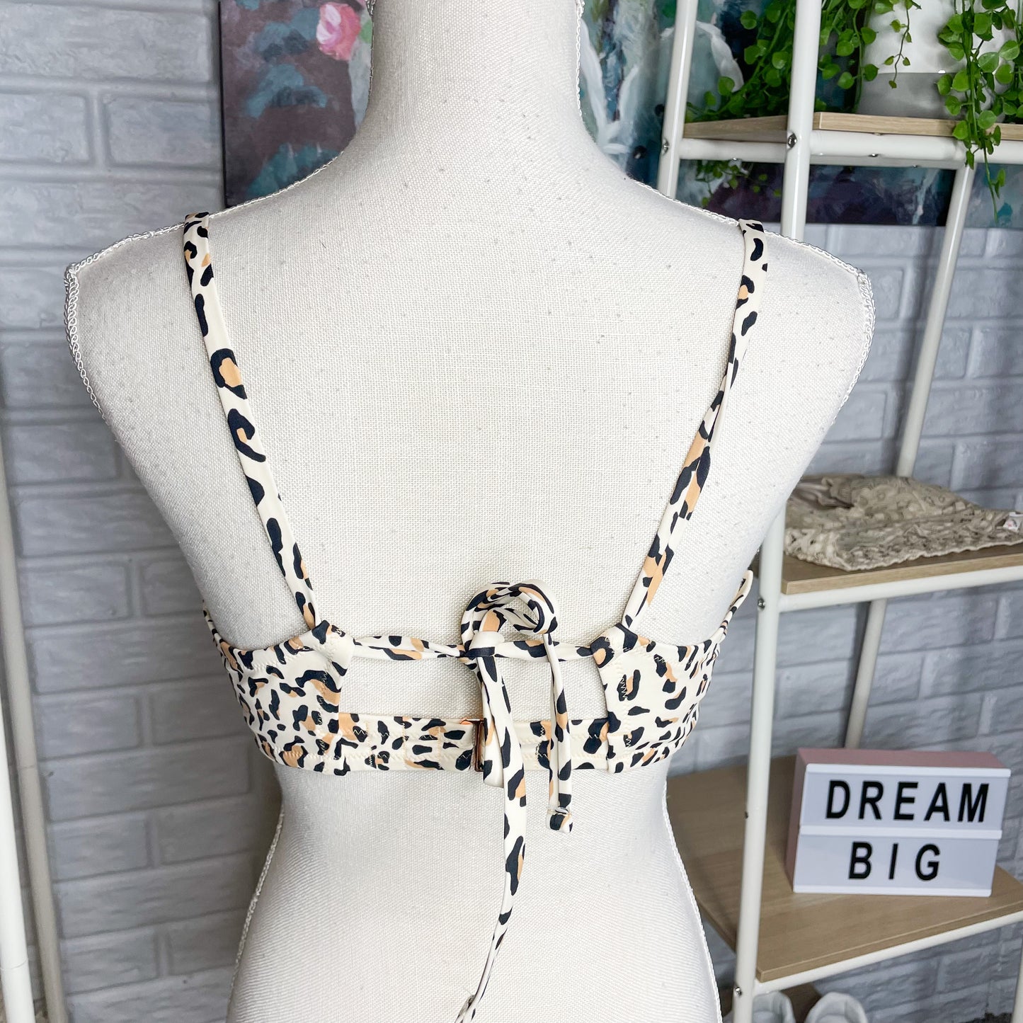 Shade & Shore Lightly Lined Leopard Bikini Top Size 34DD