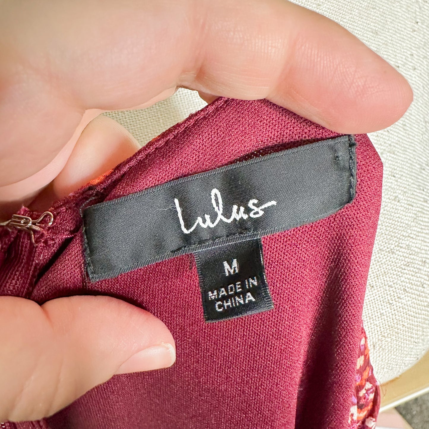 Lulus Good Moments Burgundy Floral Faux Wrap Dress Size Medium