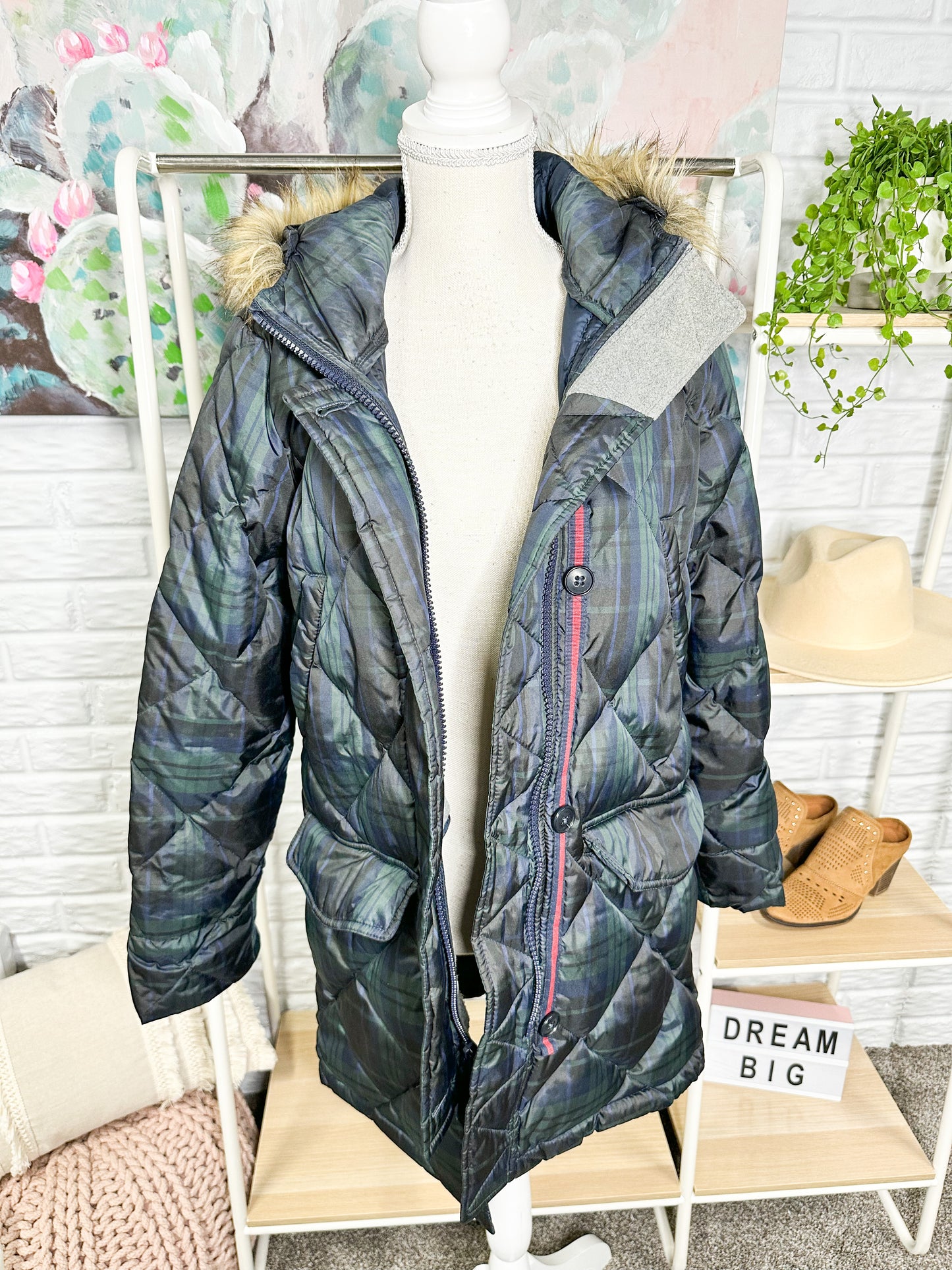 Abercrombie & Fitch Plaid Puffer Coat Size XS
