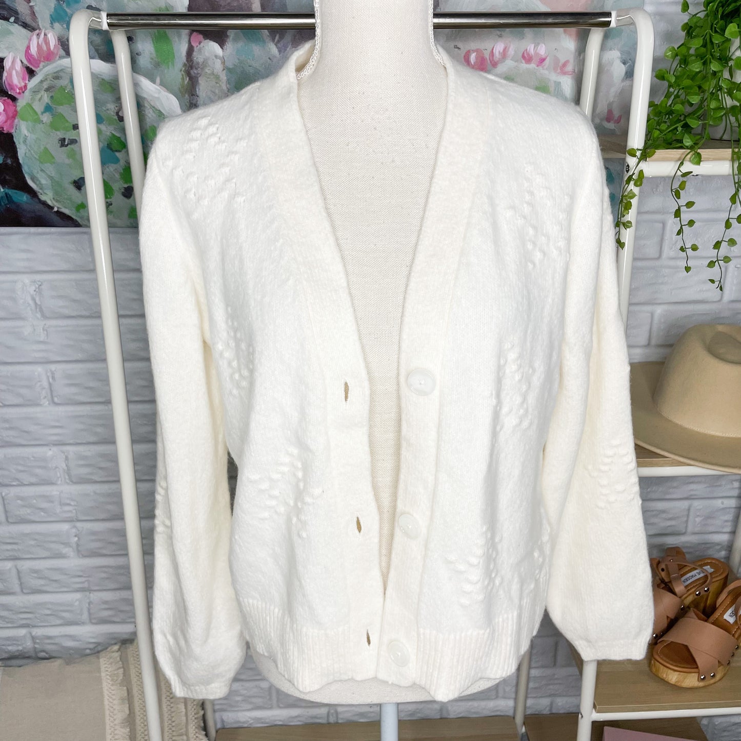 Loft NEW Ivory Wool Textured Cardigan Size Medium