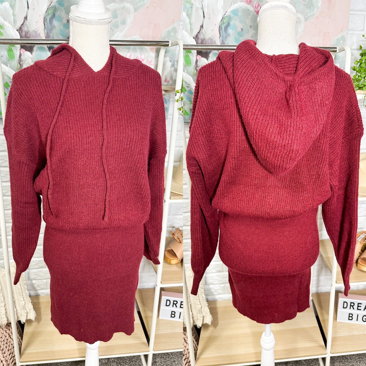 Prettygarden New Red Ribbed Winter Mini Dress Size XL