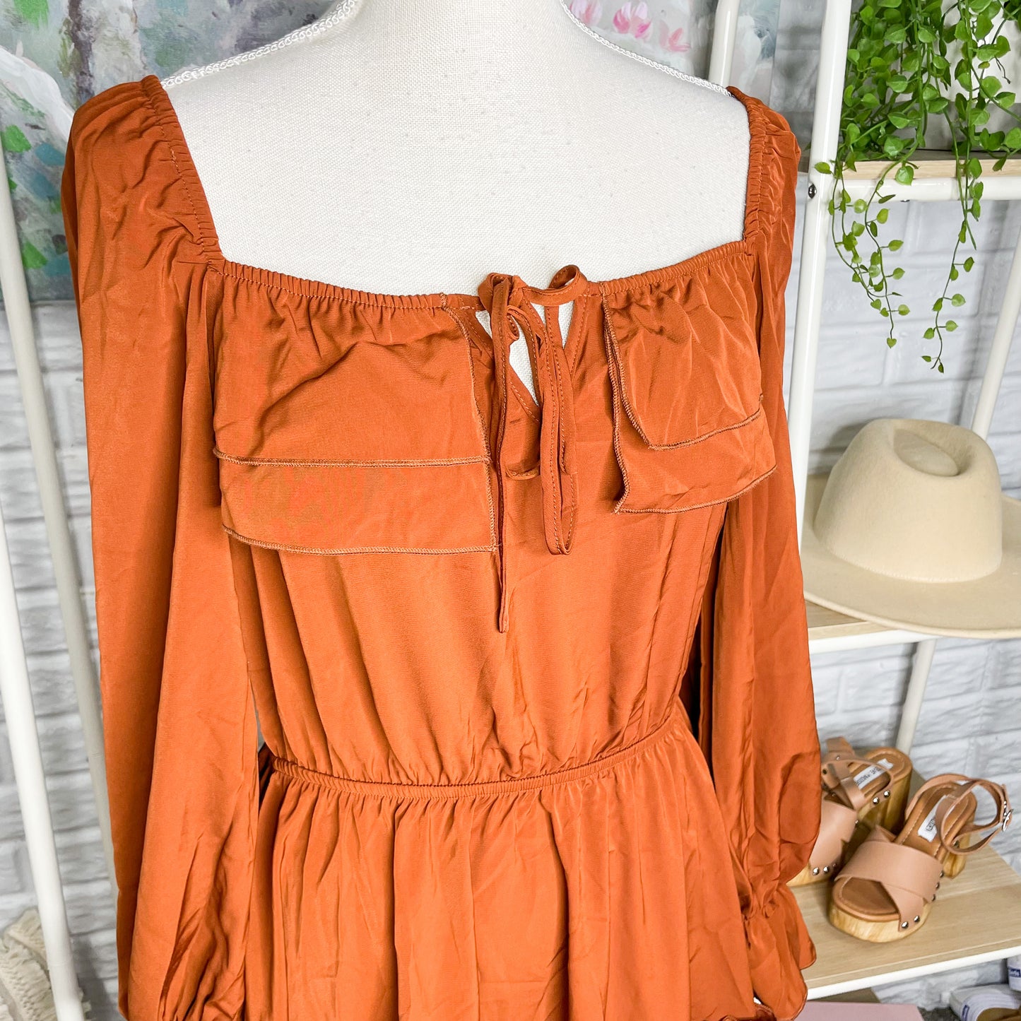 Kirundo New Rust Orange Ruffled Dress Size Medium