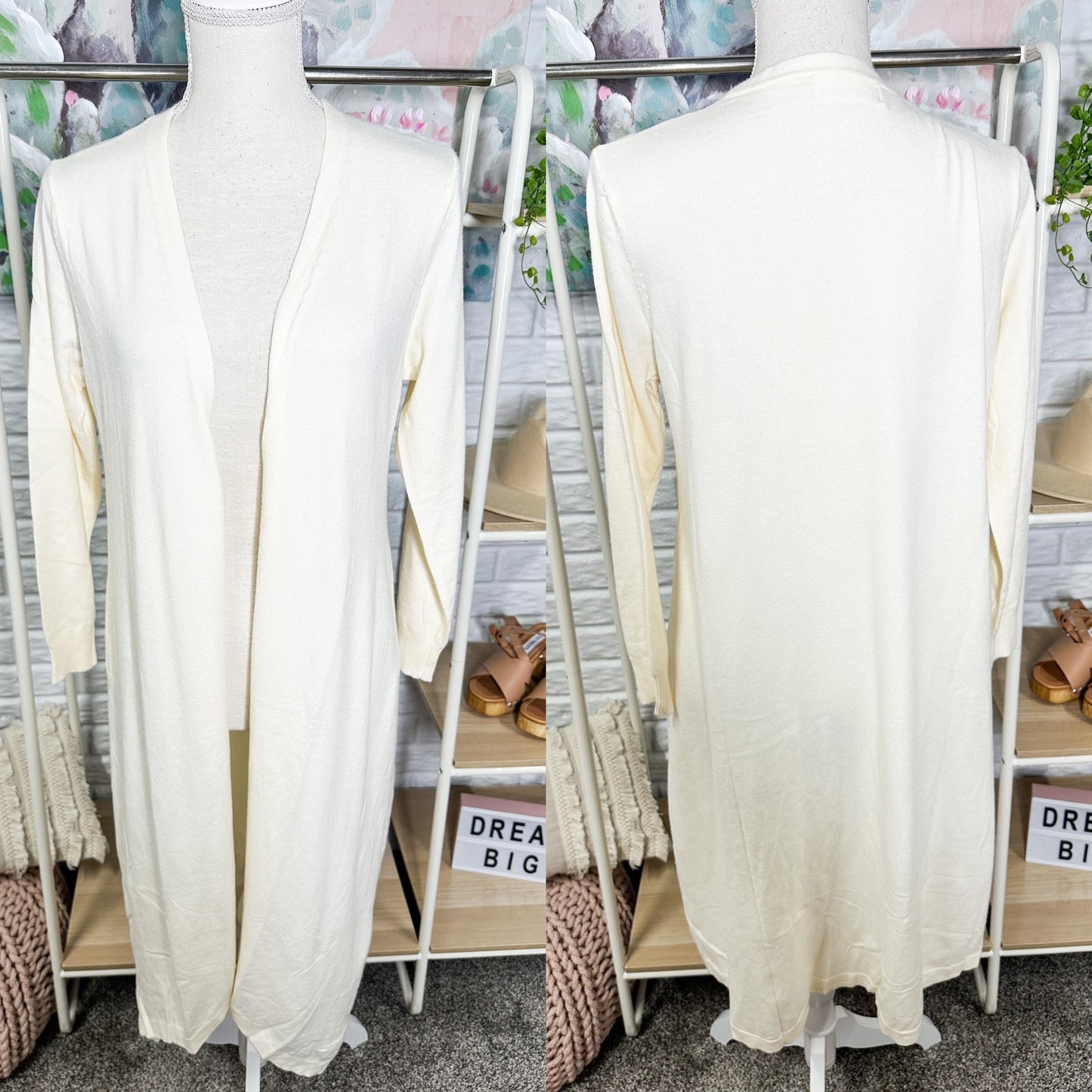 Goodnight Macaroon Ivory Duster Cardigan Size M/L