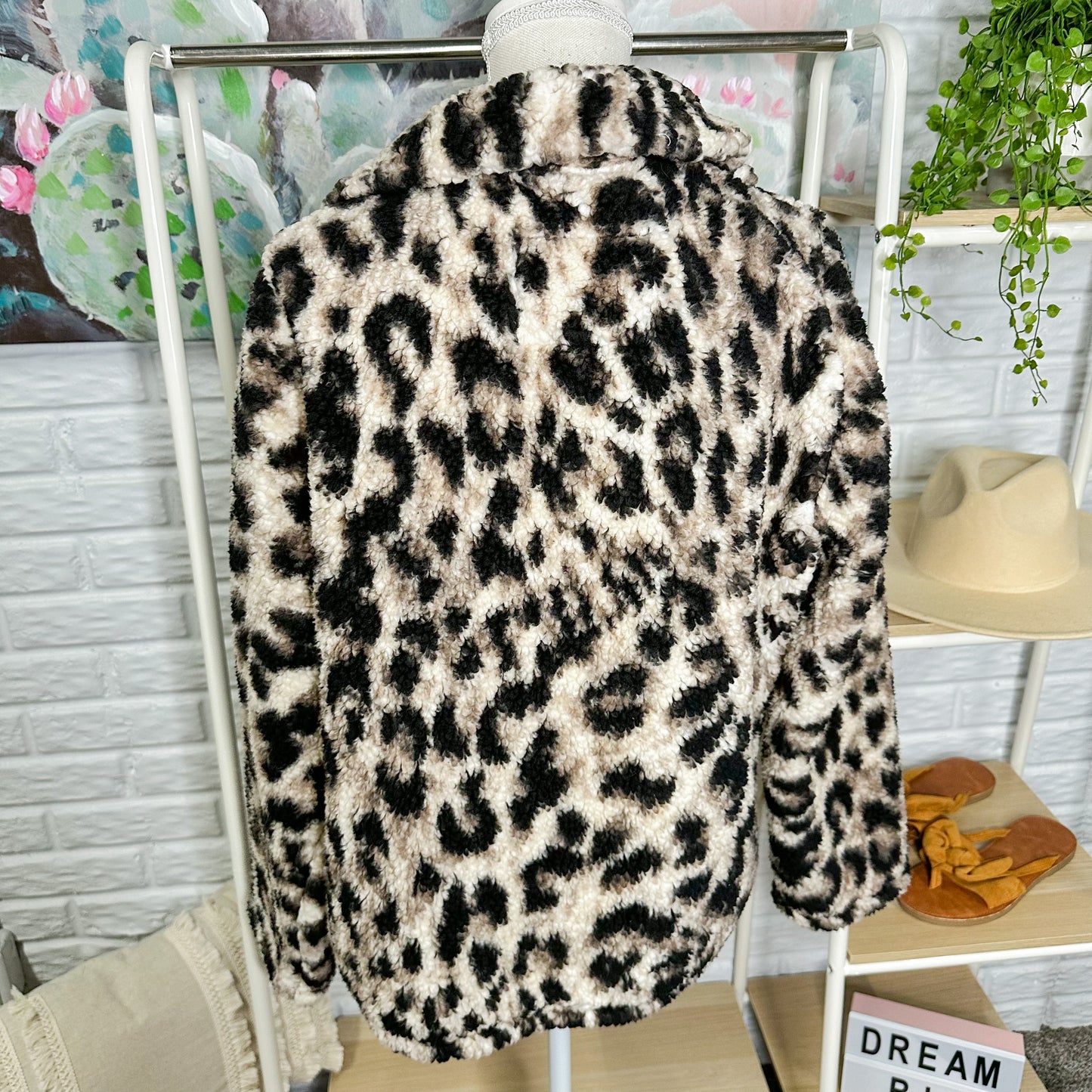 Cozy Sherpa Leopard Print Jacket Size XL