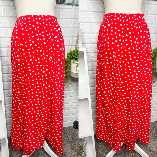 Marisa Christina Red Heart Maxi Skirt Size Large