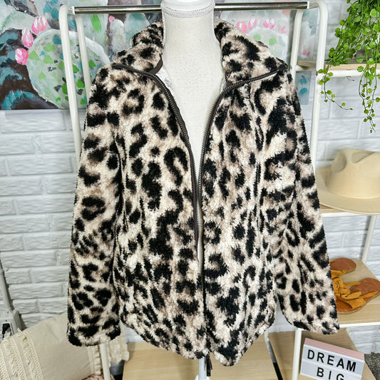 Cozy Sherpa Leopard Print Jacket Size XL