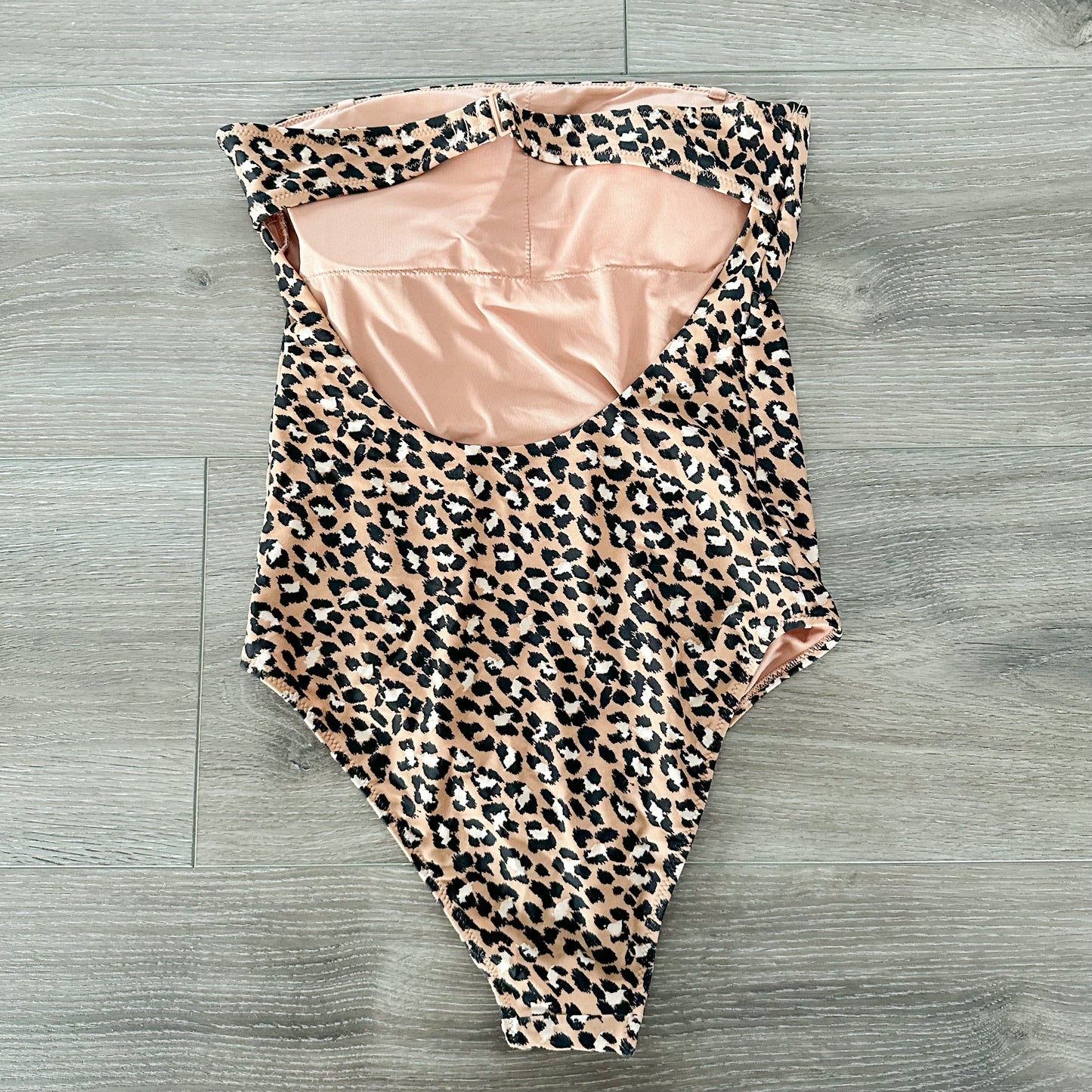 Aerie Strapless One Piece Swimsuit Leopard Print Size Small