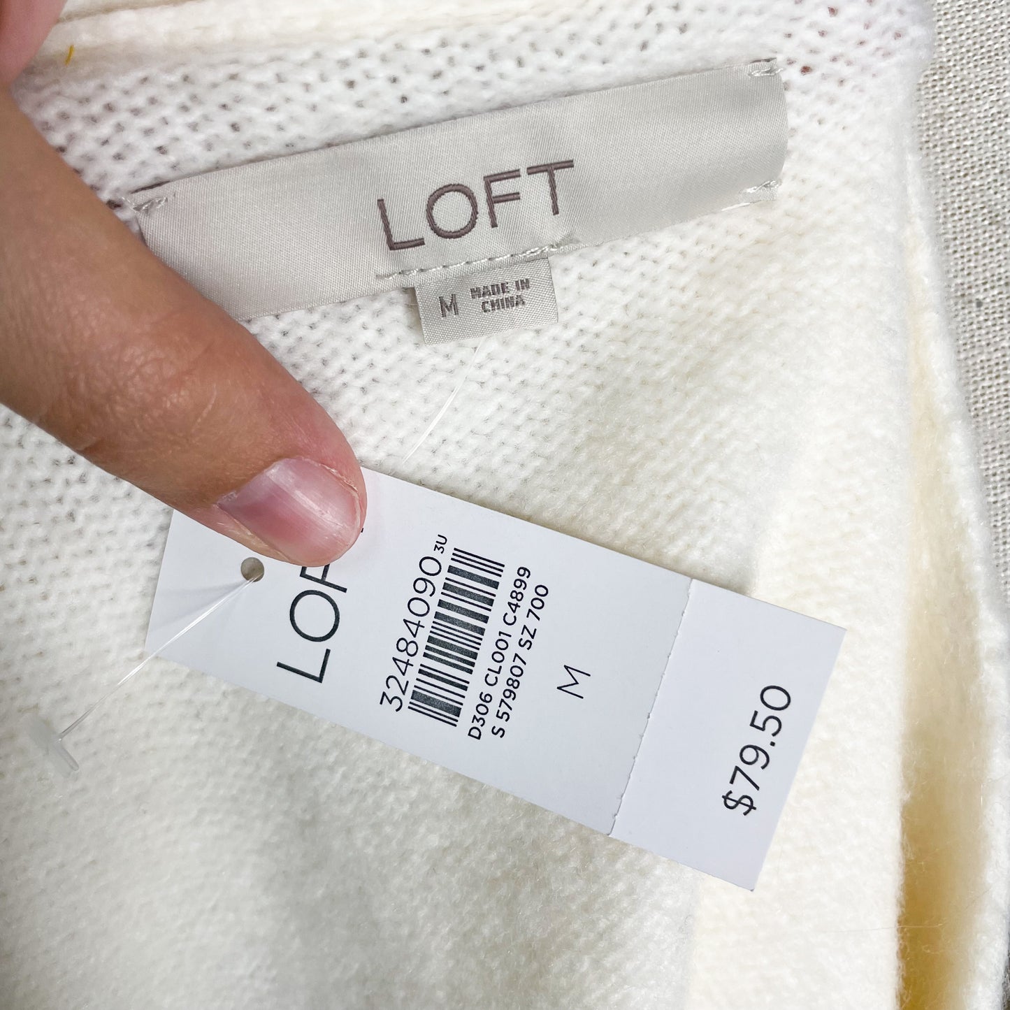 Loft NEW Ivory Wool Textured Cardigan Size Medium