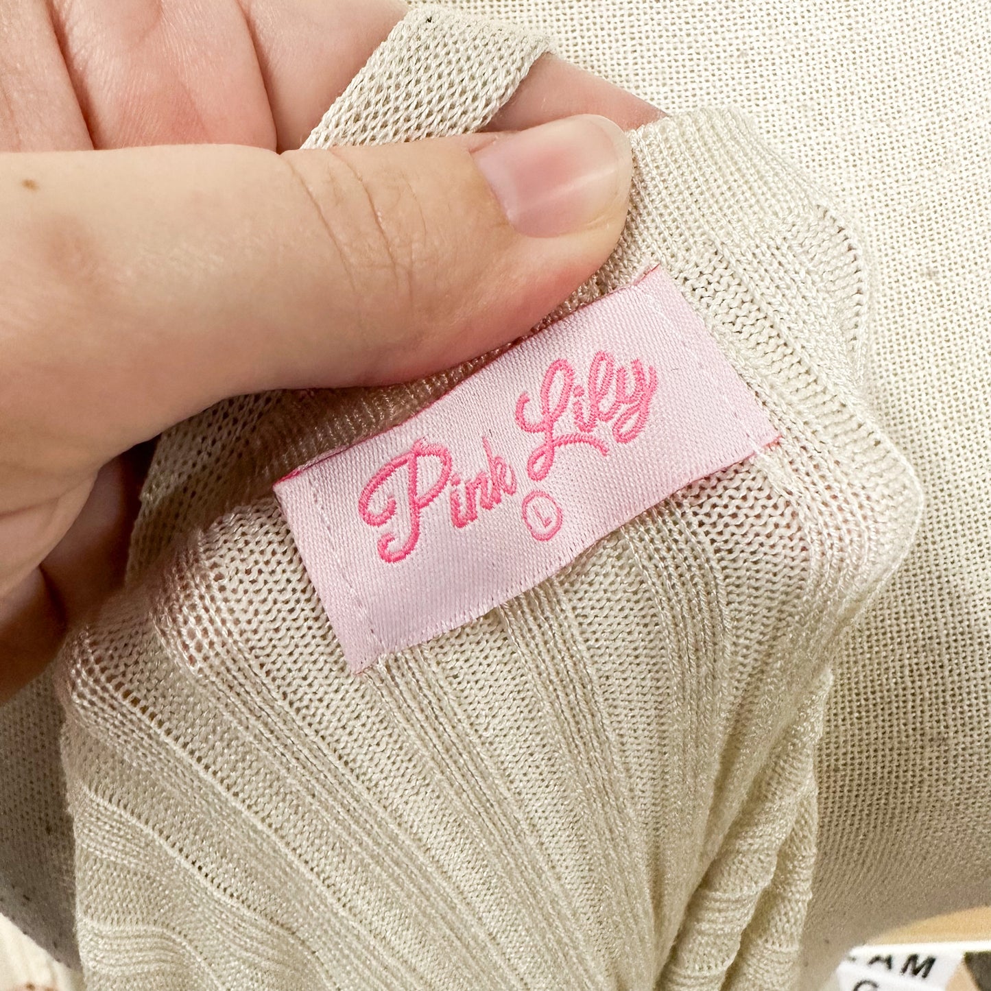 Pink Lily Main Event Cream Wrap Dress Size Medium