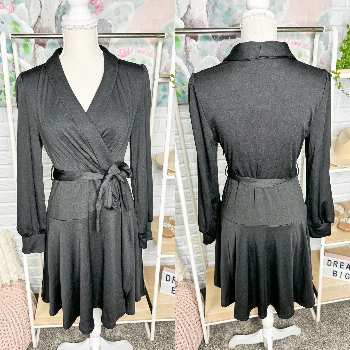 Grace Karin New Black Long Sleeve Dress Size Medium
