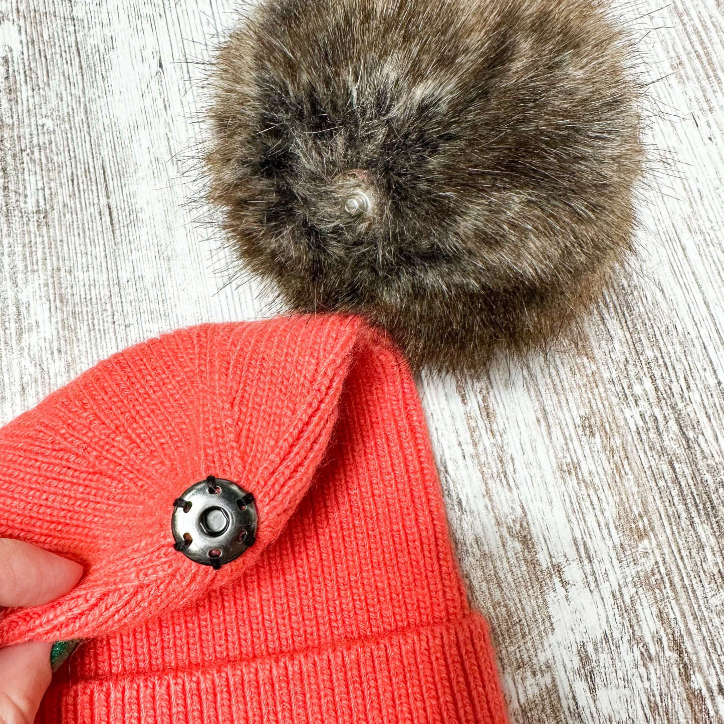 Anthropologie New Pick A Pom Coral Beanie Hat